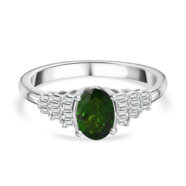 Nat&uuml;rlicher Chromdiopsid und Diamant-Ring - 1,05 ct.