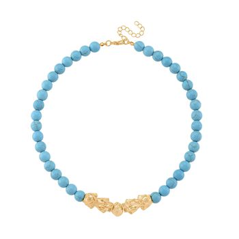 Blauer Howlit Flexibles Pixiu Halskette ca. 45 cm+3.75 cm Extender, vergoldet ca. 330.00 ct
