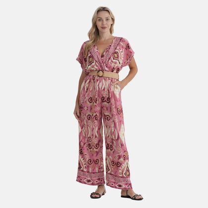 LA MAREY Jumpsuit, mit G&uuml;rtel, 136 cm L&auml;nge, 65 cm Brustweite, bis zu Gro&szlig;e L - Einheitsgro&szlig;e, Rosa