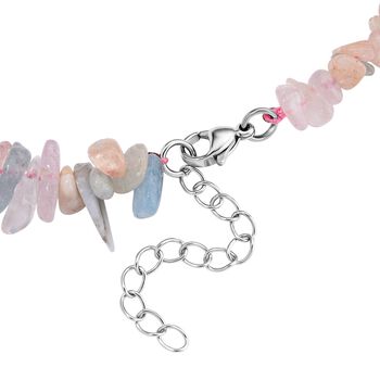 Mehrfarbiger Beryll Halskette, flexibel, Reiner Edelstahl ca. 160.00 ct