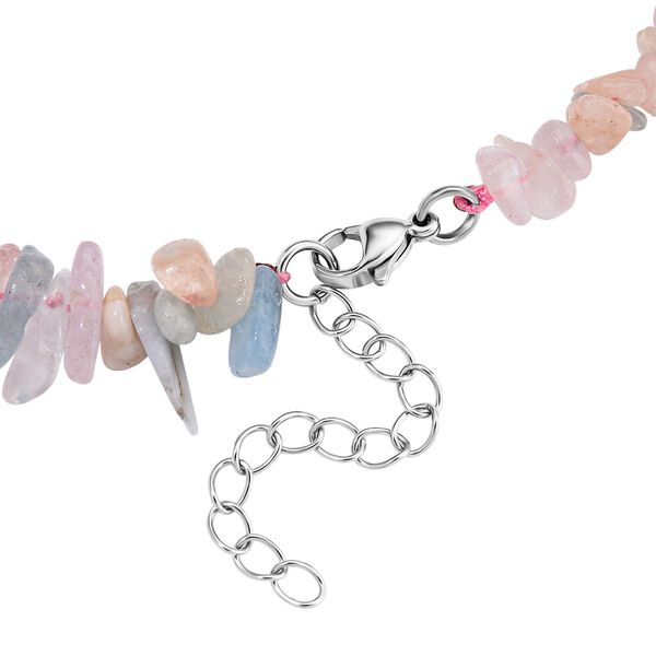 Mehrfarbiger Beryll Halskette, flexibel, Reiner Edelstahl ca. 160.00 ct image number 4