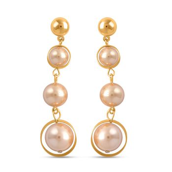 Goldene Muschelkernperlen-Ohrringe, Edelstahl