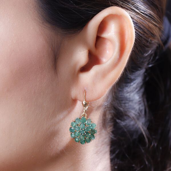 Kagem sambische Smaragd-Ohrringe, 925 Silber vergoldet ca. 6,45 ct image number 3