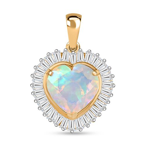 AA Natürlicher, äthiopischer Welo Opal und Moissanit Anhänger mit 50cm Kette - 2,39 ct. image number 0