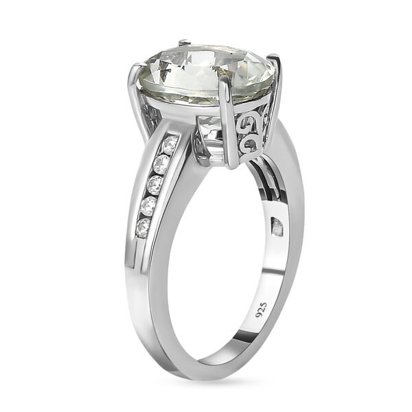 Prasiolith und wei&szlig;er Zirkon-Ring, 925 Silber platiniert  ca. 3,44 ct image number 5