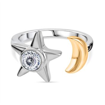 D'Joy Moissanit Ring, 925 Silber platiniert und vergoldet - 0,49 ct.