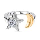 D'Joy 100 Facetten Moissanit Ring 925 Silber platiniert und vergoldet (Größe 17.00) ca. 0,49 ct