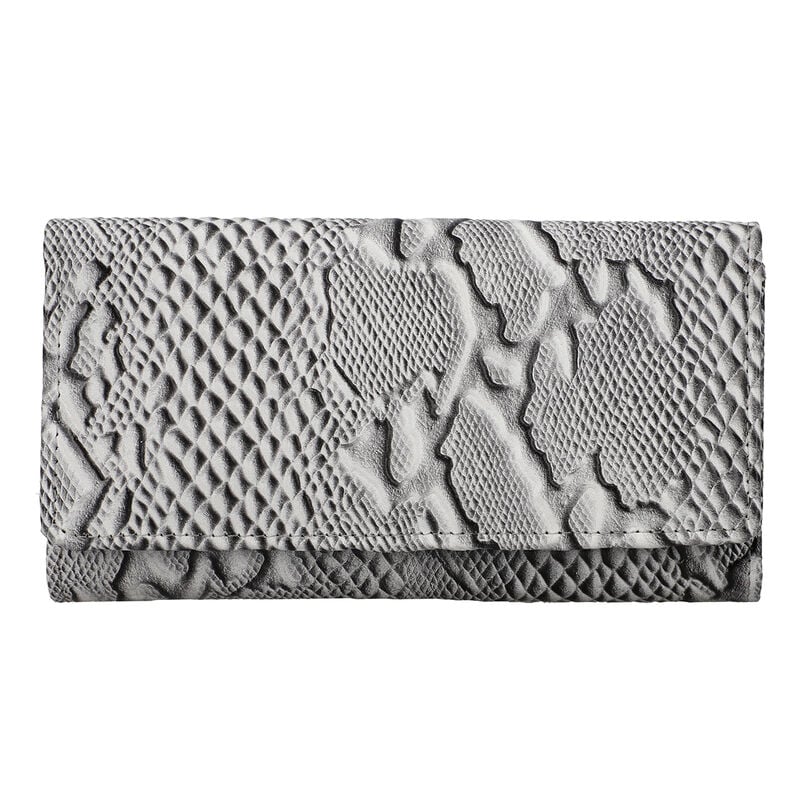 Geldbörse aus 100% geprägtem Leder mit Pythonmuster und RFID Schutz, Schwarz/Weiß image number 0