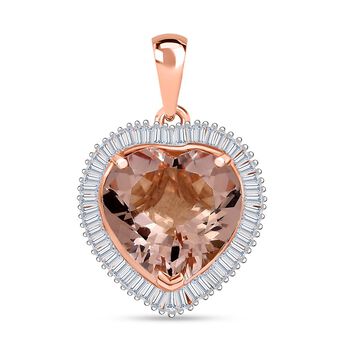 AAA Morganit und Diamant Anh&auml;nger in 585 Ros&eacute;gold - 5,04 ct.