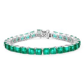 D'Joy Smaragd-Quarz Triplette Armband ca. 19 cm 925 Silber rhodiniert ca. 35,67 ct.