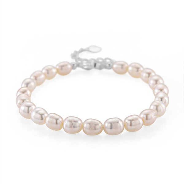 Wei&szlig;es S&uuml;&szlig;wasser Perle Armband in Silberton