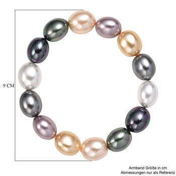 Flexibles mehrfarbiges Oval Muschelkernperle Armband