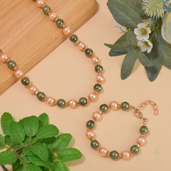 Rote Muschelkernperle Schmuckset  Legierung vergoldet