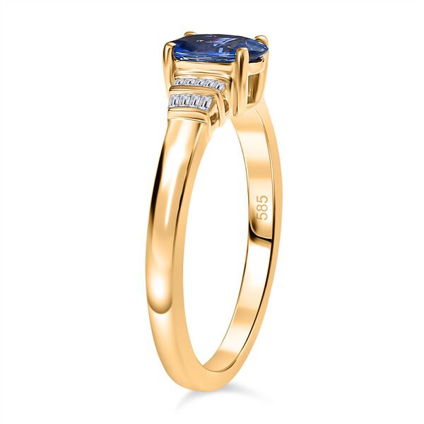 AAA ceylonfarbener Saphir und Diamant Ring in 585 Gold - 1 ct. image number 5