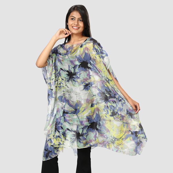 100% Maulbeerseide Shirt,Einheitsgröße Blumen image number 2