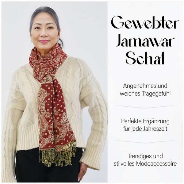 Gewebter Viskose Jamawar Schal, rot image number 5