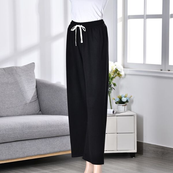 Sommerhose mit Kordelzug, Länge 96cm, Hüfte 53cm, Taille 6cm, Schwarz image number 4