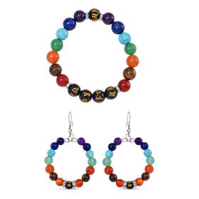 Mehrfarbig Edelsteine Schmuckset Reiner Edelstahl