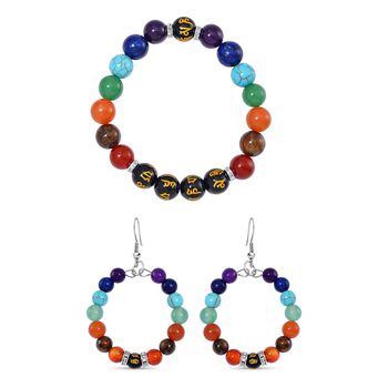 Mehrfarbig Edelsteine Schmuckset Reiner Edelstahl