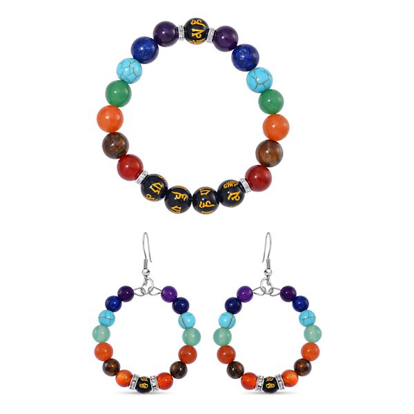 Mehrfarbig Edelsteine Schmuckset Reiner Edelstahl