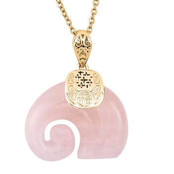 Rosenquarz Anh&auml;nger mit Kette, Edelstahl, ca., vergoldet, 25.00 ct