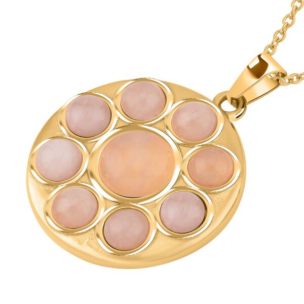 Rosenquarz Halskette ca. 50 cm Reiner Edelstahl IP-Gelbbeschichtung ca. 5.00 ct image number 3