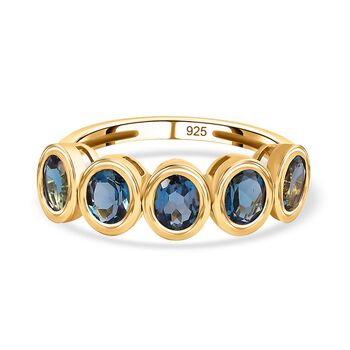 London Blau Topas Ring, 925 Silber vergoldet (Gr&ouml;&szlig;e 16.00) ca. 1.75 ct