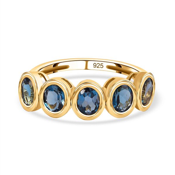 London Blau Topas Ring, 925 Silber vergoldet (Gr&ouml;&szlig;e 16.00) ca. 1.75 ct