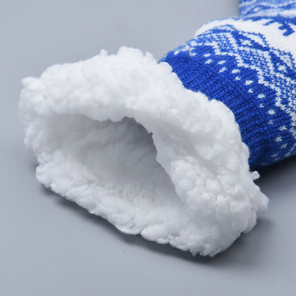 Dicke Socken mit Elchmuster, Blau und weiß image number 3