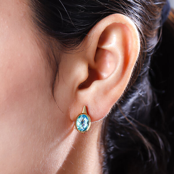 Pfau Triplett Quarz-Ohrringe, 925 Silber vergoldet ca. 4,04 ct image number 3