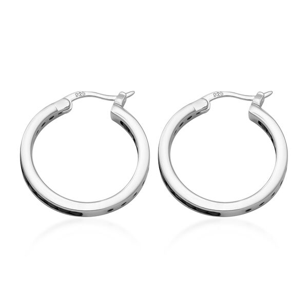 Schwarze Spinell-Creolen, 925 Silber Rhodium-&Uuml;berlagerung ca. 1,26 ct image number 3