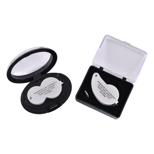 2er Set Schmucklupen mit LED- und UV Licht, 40x und 30x Linse, 6.5x3.3x2.7cm, Silber image number 0