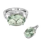 Prasiolith-Ring und Anhänger, 925 Silber platiniert ca. 11,15 ct