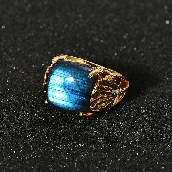 GP Italian Garden Kollektion- AAA Labradorit, Zirkon und Kanchanaburi blauer Saphir-Ring - 14,77 ct. image number 3