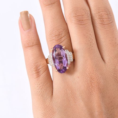 D'Joy AAA Rose De France Amethyst, Weißer Zirkon Ring 925 Silber 750 Roségold Vermeil (Größe 17.00) ca. 9,17 ct image number 1