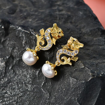 EVER TRUE S&uuml;&szlig;wasser Perle (7-7.5 mm), Wei&szlig;er Zirkon Ohrringe Nickelfreies Messing