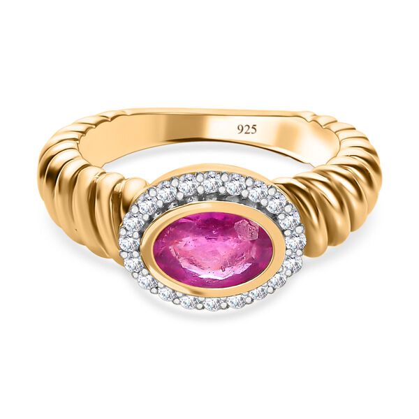 Ilakaka rosa Saphir und Zirkon Ring - 1,25 ct.