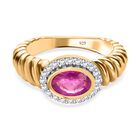 Ilakaka Rosa Saphir (Fissure gefüllt), weißer Zirkon Ring, 925 Silber vergoldet (Größe 16.00) ca. 1.25 ct