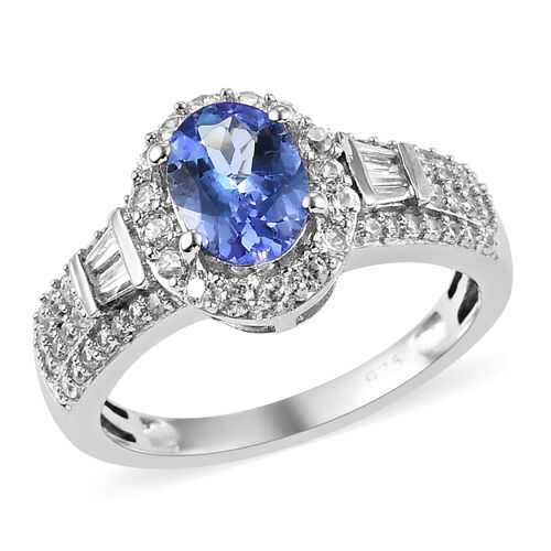Tansanit und Zirkon Ring 925 Silber Platin  ca. 1,76 ct image number 0