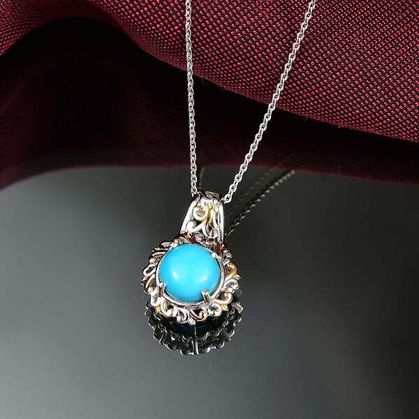 D joy AA Sleeping Beauty Türkis Anhänger mit Kette, 925 Silber rhodiniert, 925 Silber Rhodiniert und 750 Gelbgold Vermeil ca. 1,90 ct. image number 2