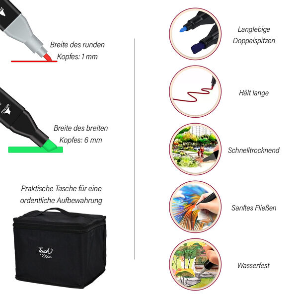 Set aus 120 Dual Markern mit Aufbewahrungsetui. image number 5