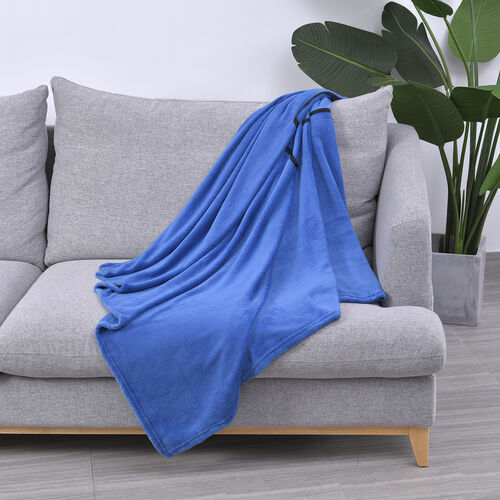 2 in 1 Fleece Reisedecke 127x152 cm und Kissen 30x30 cm, Kobaltblau image number 0