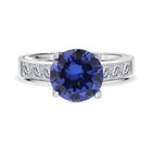 Lustro Stella Blauer Saphir-Farbener Zirkonia, Wei&szlig;er Zirkonia Ring 925 Silber rhodiniert (Gr&ouml;&szlig;e 19.00)