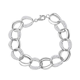 Weißer Zirkonia Armband ca. 19 cm 925 Silber rhodiniert