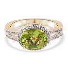 Natürlicher Peridot und Zirkon-Ring, 925 Silber vergoldet (Größe 16.00) ca. 2,32 ct