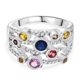 Multi Saphir und Moissanit Ring - 1,48 ct.