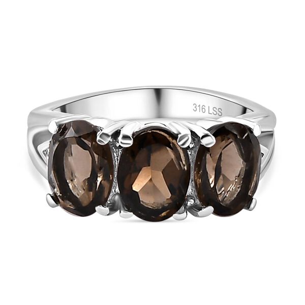 2er Set - Rauchquarz Anh&auml;nger und Ring, Edelstahl ca. 7.76 ct image number 4