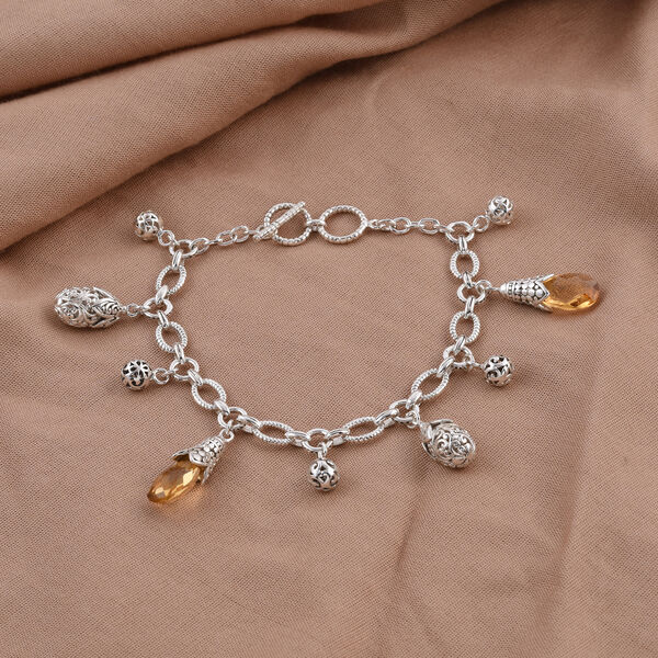 Royal Bali Kollektion - Citrin-Armband, ca. 19 cm, 925 Silber image number 1