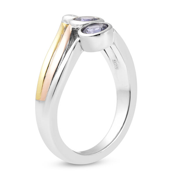 Tansanit Bypass-Ring, 925 Silber Tricolor  ca. 0,82 ct image number 4