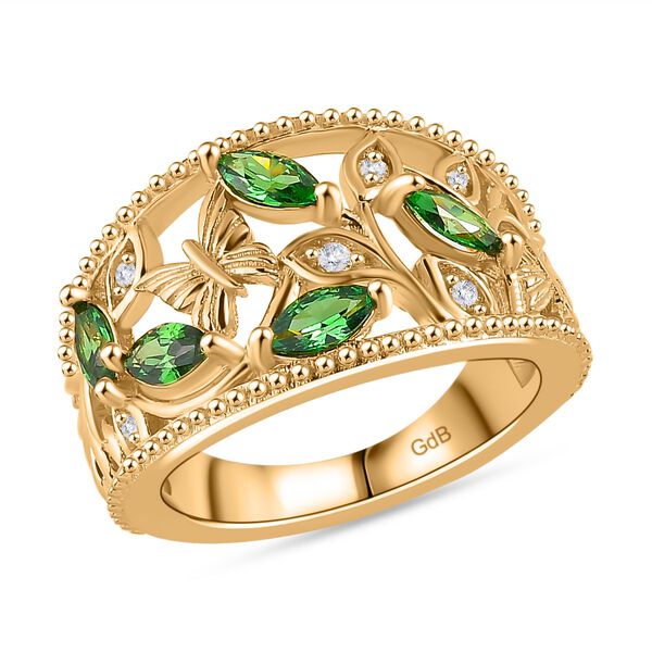 Gr&uuml;ner Zirkonia, Wei&szlig;er Zirkonia Ring Messing (Gr&ouml;&szlig;e 16.00) image number 3